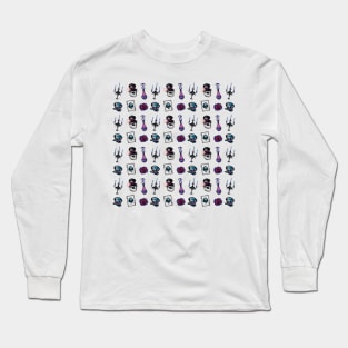 Mad Hatter Glitter Pattern Long Sleeve T-Shirt